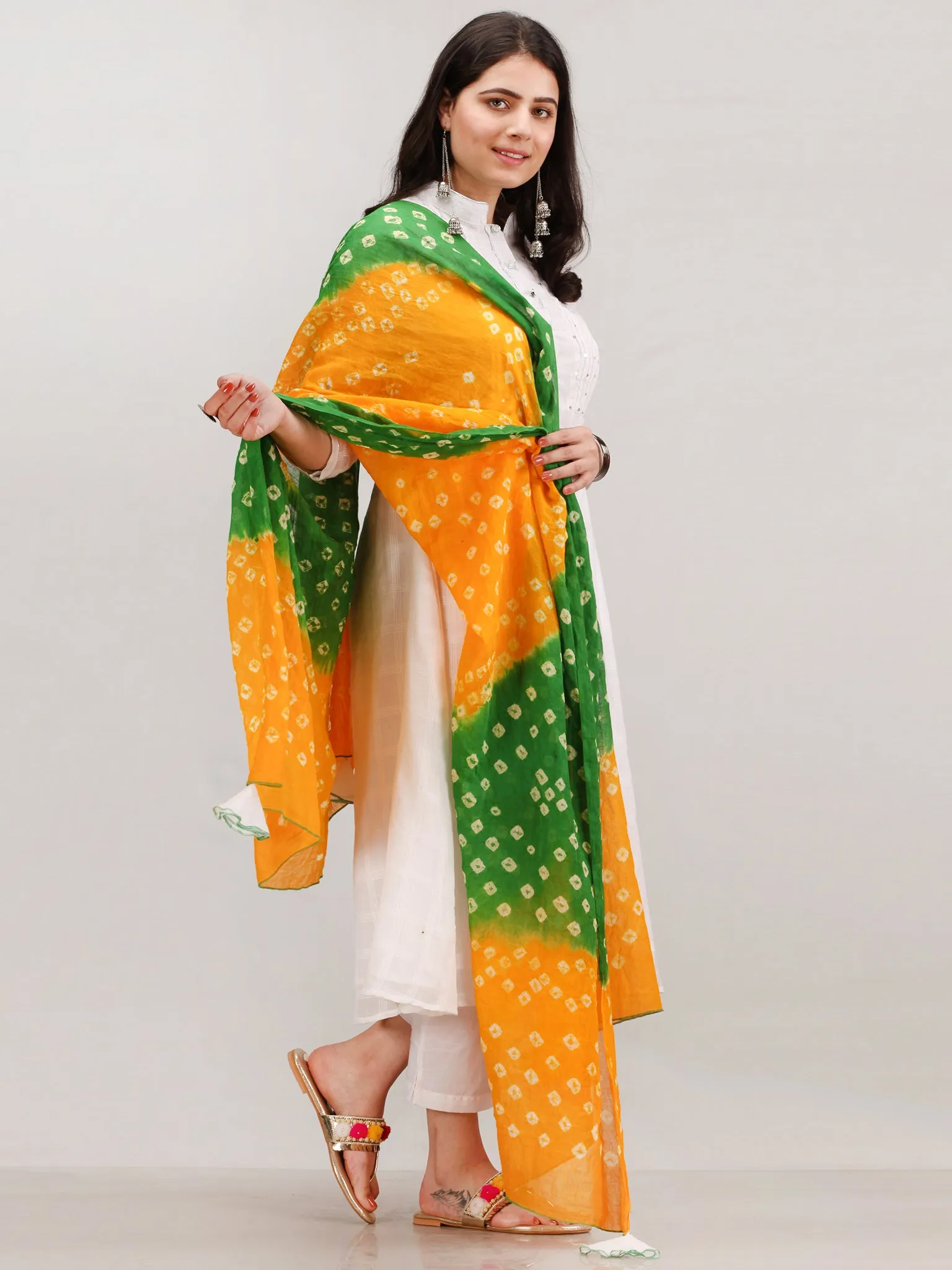 Noor Firosa - Self Work ALine Kurta Pant Set With Bandhini Dupatta - KS117AXXD1