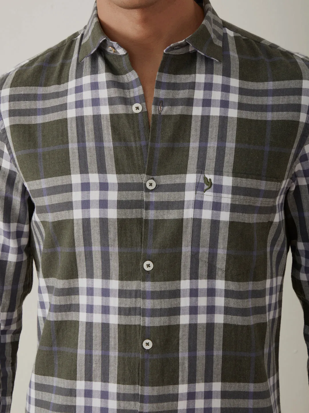 Olive Big Checks Shirt