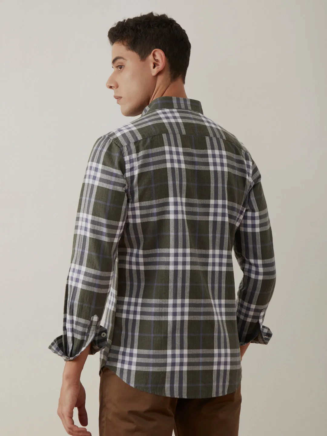 Olive Big Checks Shirt