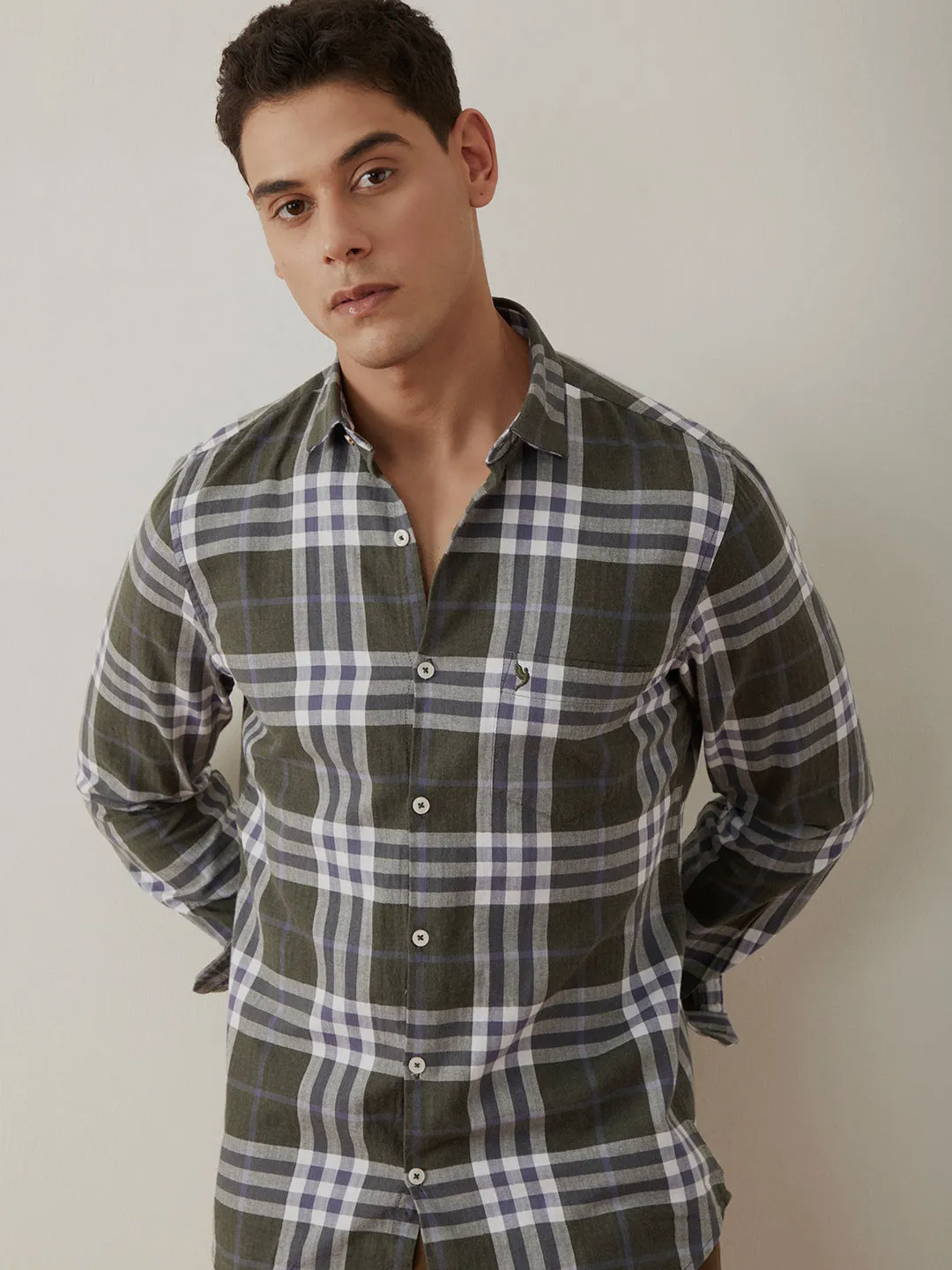 Olive Big Checks Shirt