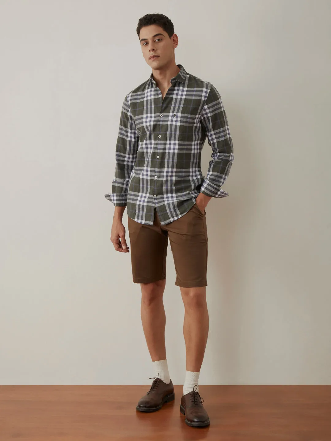 Olive Big Checks Shirt