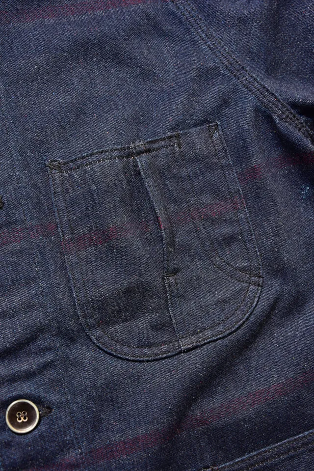 Pure Blue Japan Denim x Stripe Double face Raglan jacket 6102