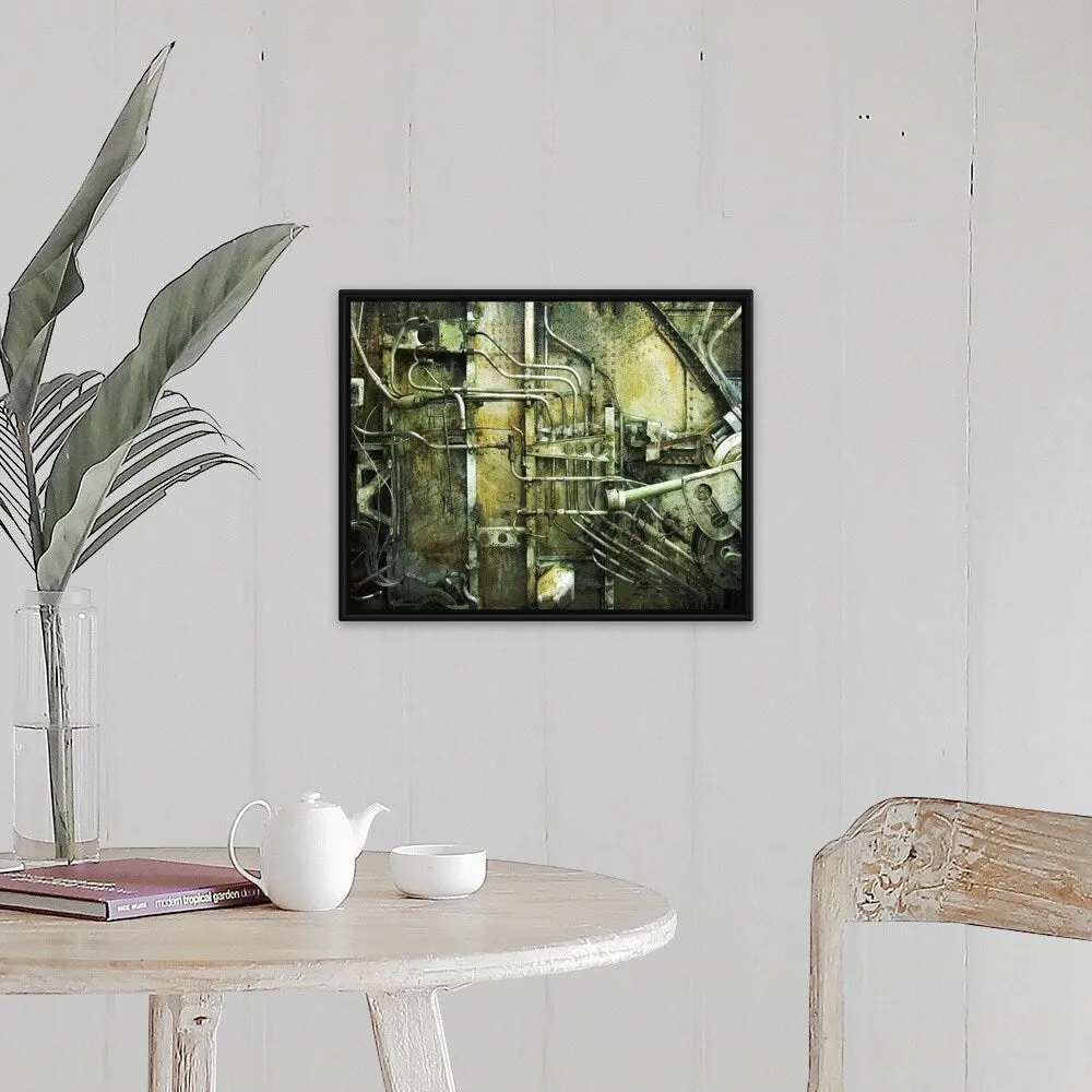 "Airplane pipes" Black Float Frame Canvas Art
