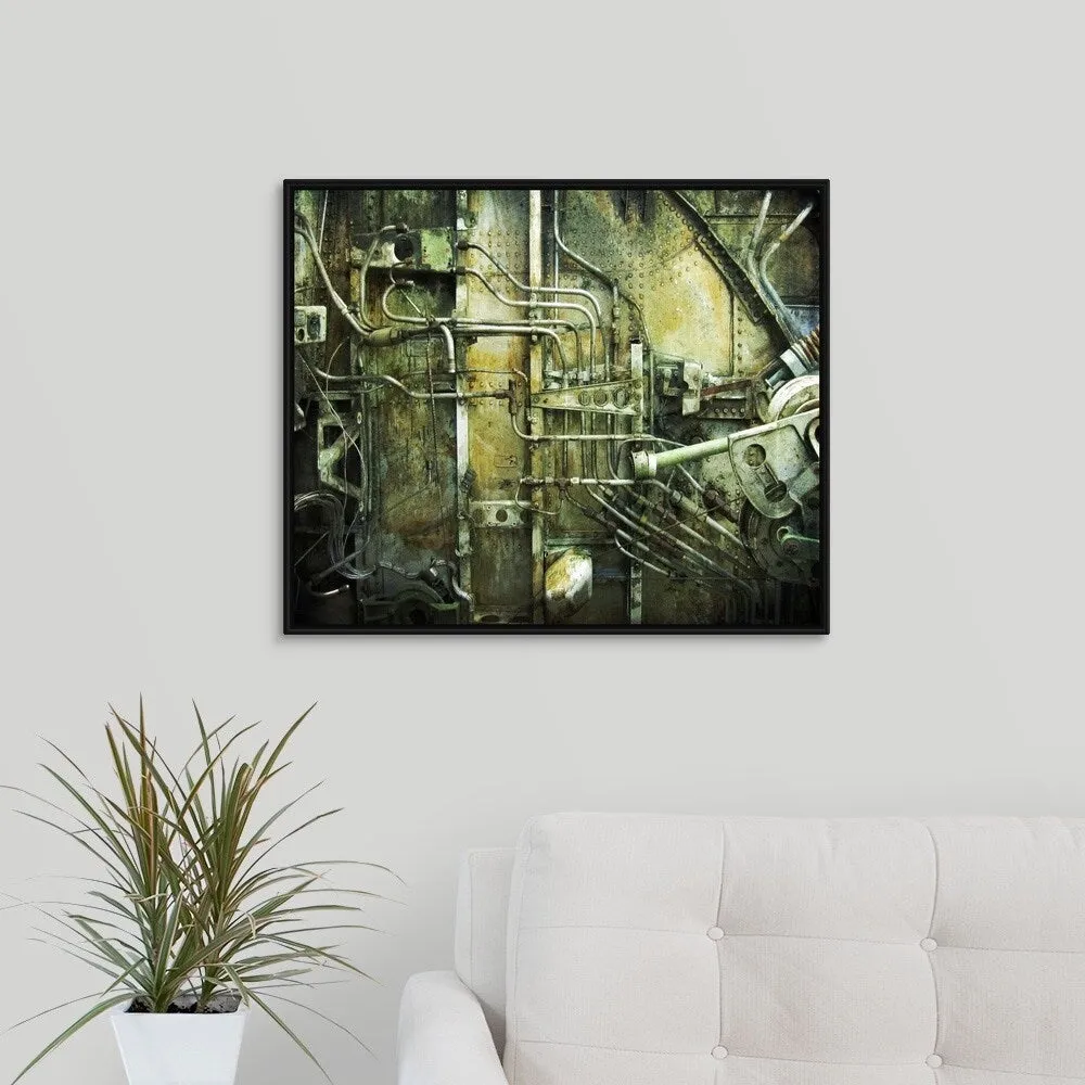 "Airplane pipes" Black Float Frame Canvas Art