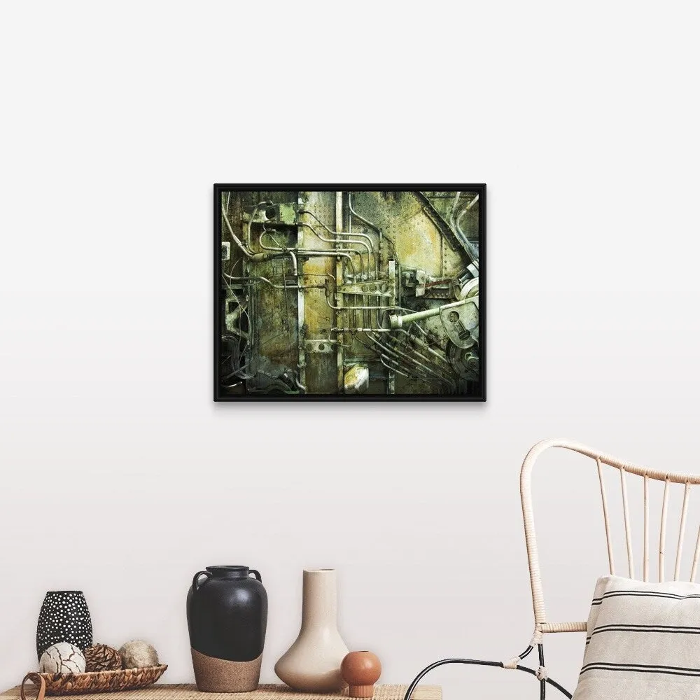 "Airplane pipes" Black Float Frame Canvas Art