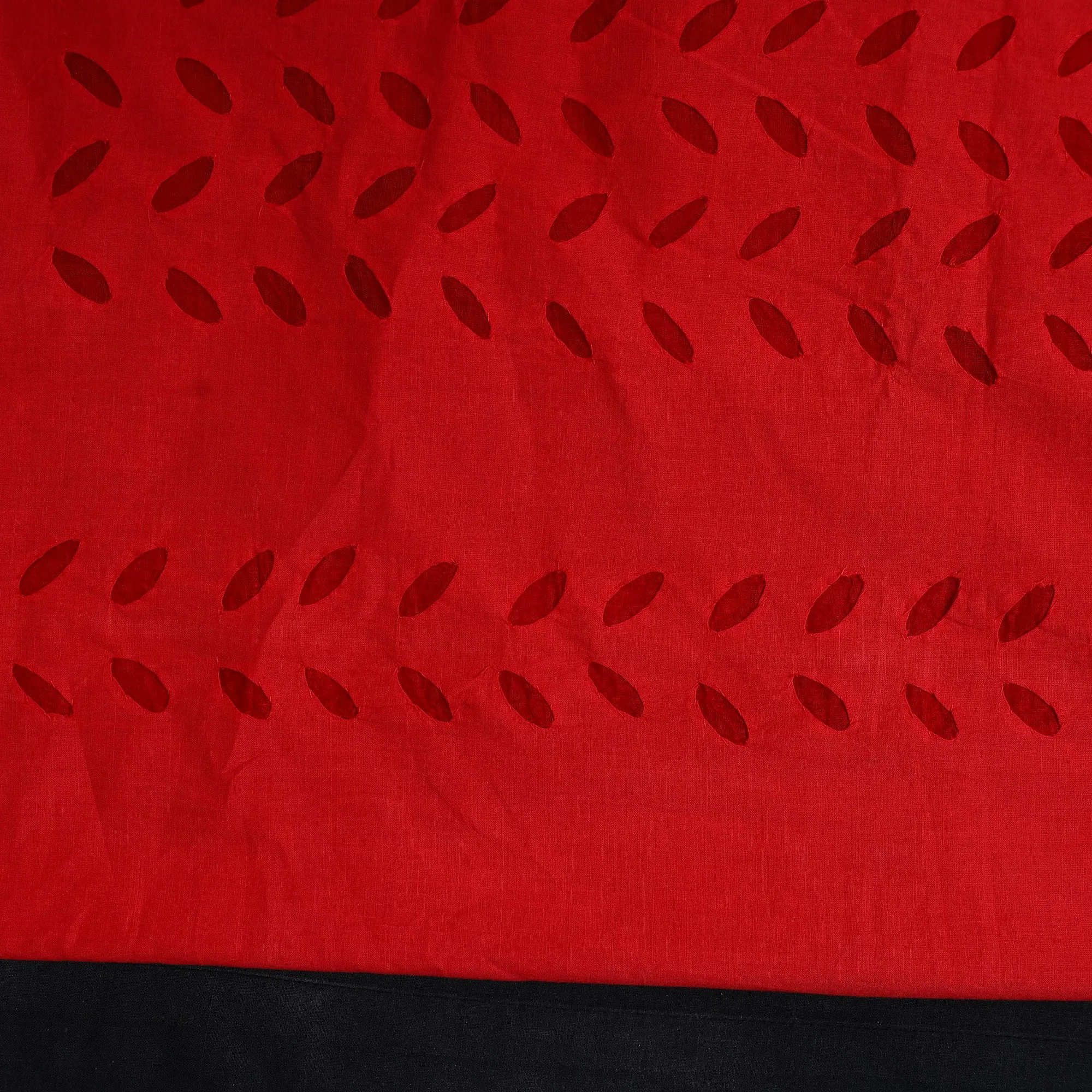 Red - 3pc Cut Work Cotton Barmer Applique Dress Material 43