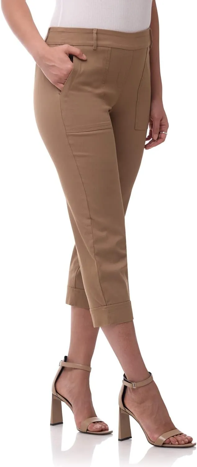Rekucci Womens EcoCosy Comfort Cuffed Modern Cargo Crop Pant