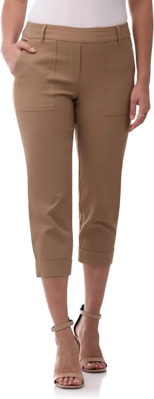 Rekucci Womens EcoCosy Comfort Cuffed Modern Cargo Crop Pant