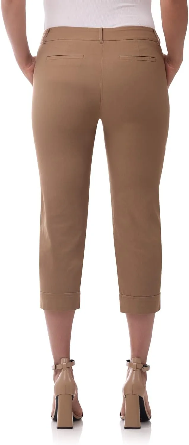 Rekucci Womens EcoCosy Comfort Cuffed Modern Cargo Crop Pant