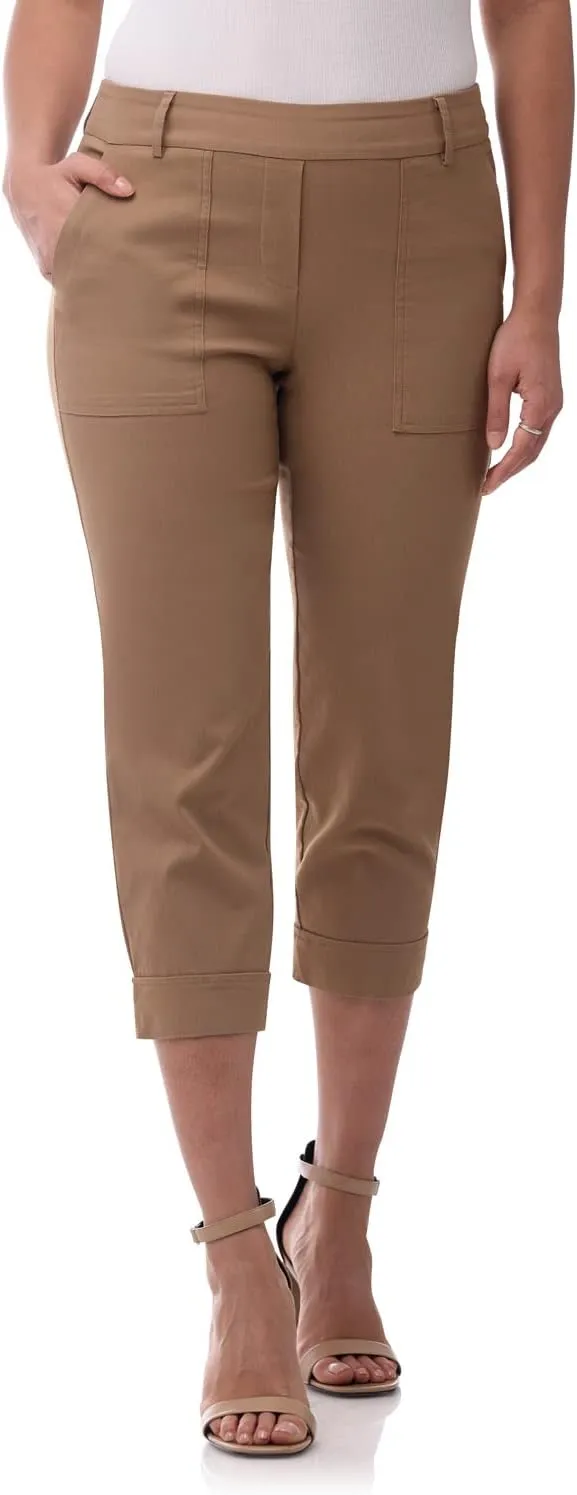 Rekucci Womens EcoCosy Comfort Cuffed Modern Cargo Crop Pant