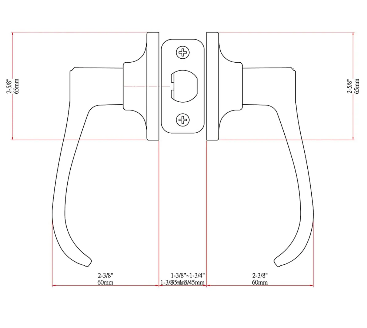 Rochester Passage Door Lever, Matte Black