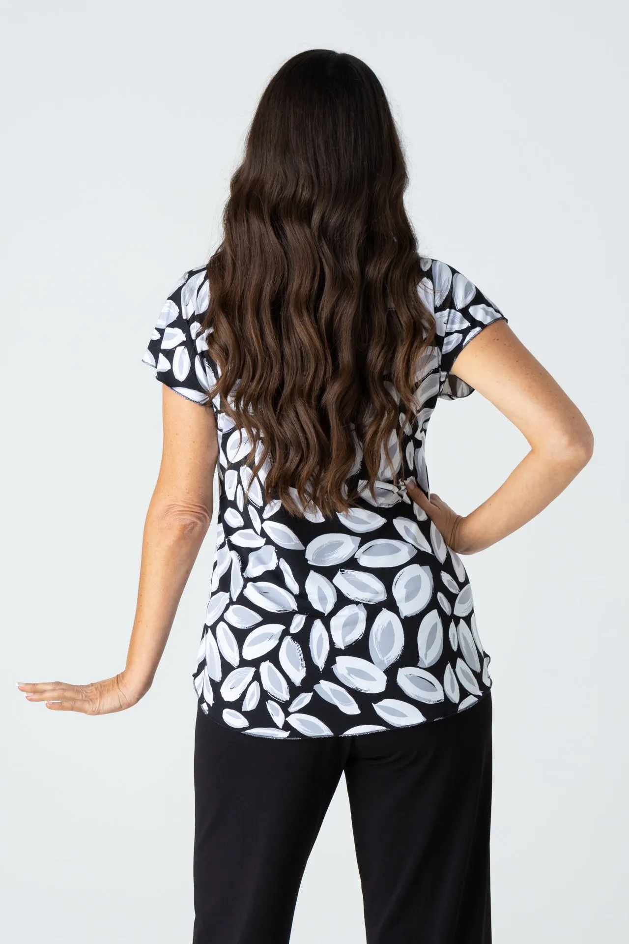 Scoop Print Short Sleeve Jersey Top