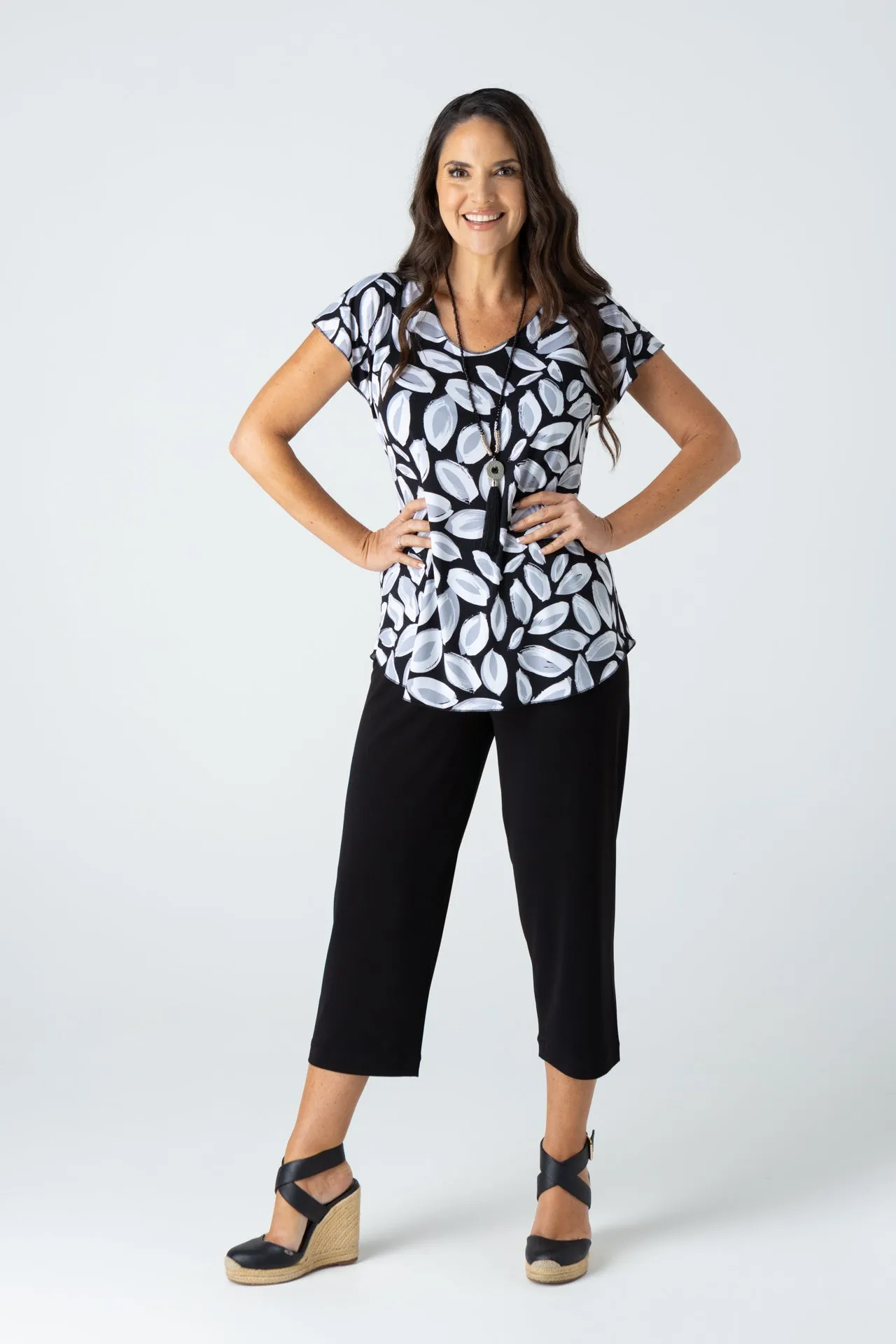 Scoop Print Short Sleeve Jersey Top