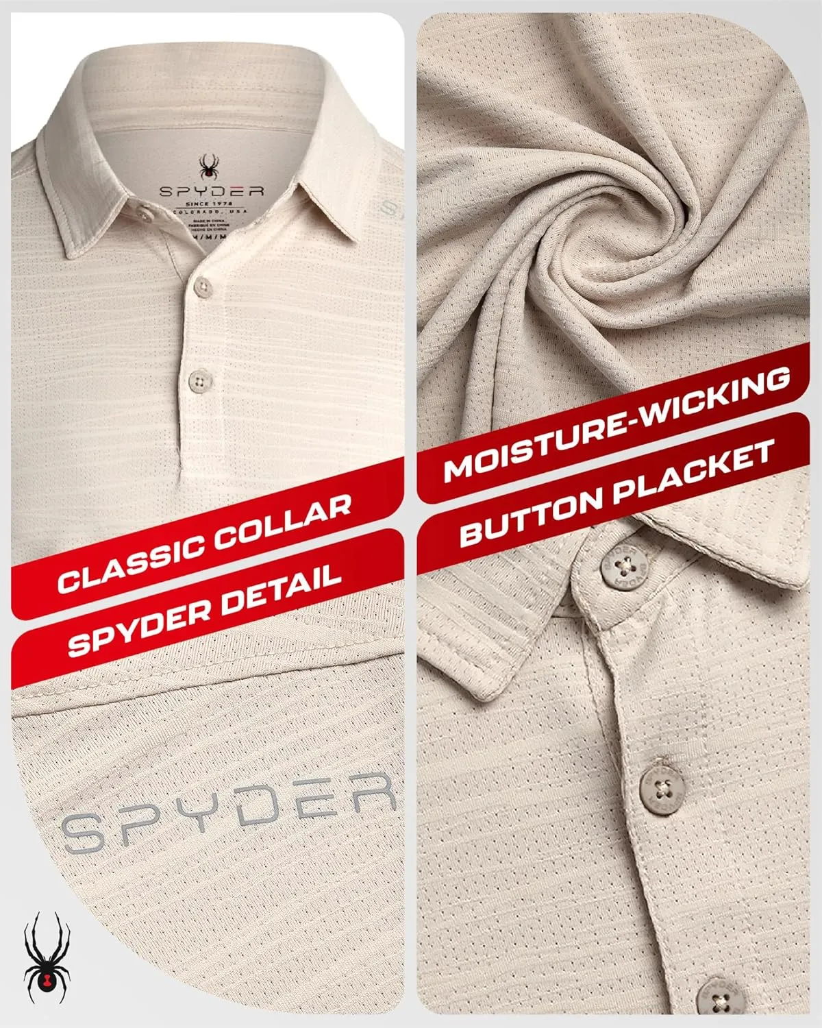 Spyder Mens Polo Shirt - Moisture-Wicking Short Sleeve Athletic Performance Collared Golf Shirt for Men (S-XL)