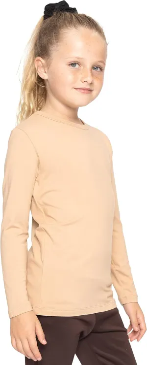 STRETCH IS COMFORT Girls Classic Crew Neck Short or Long Sleeves Tee Shirt | Ultra Soft Everyday Basic Top | 2T16