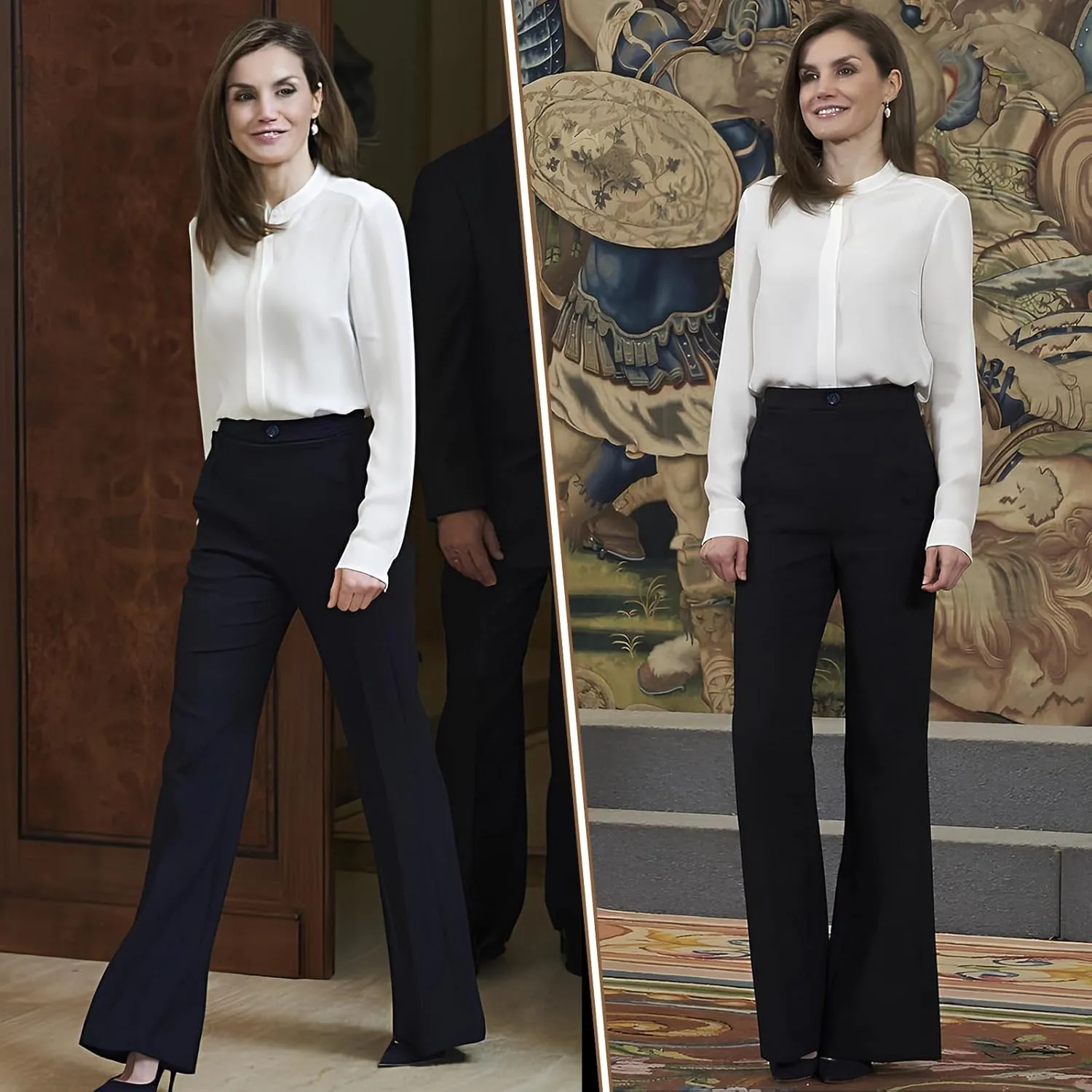 Stretchy Straight Leg Dress Work Pants Womens for Business Office Black Pants for Women Casual Life
