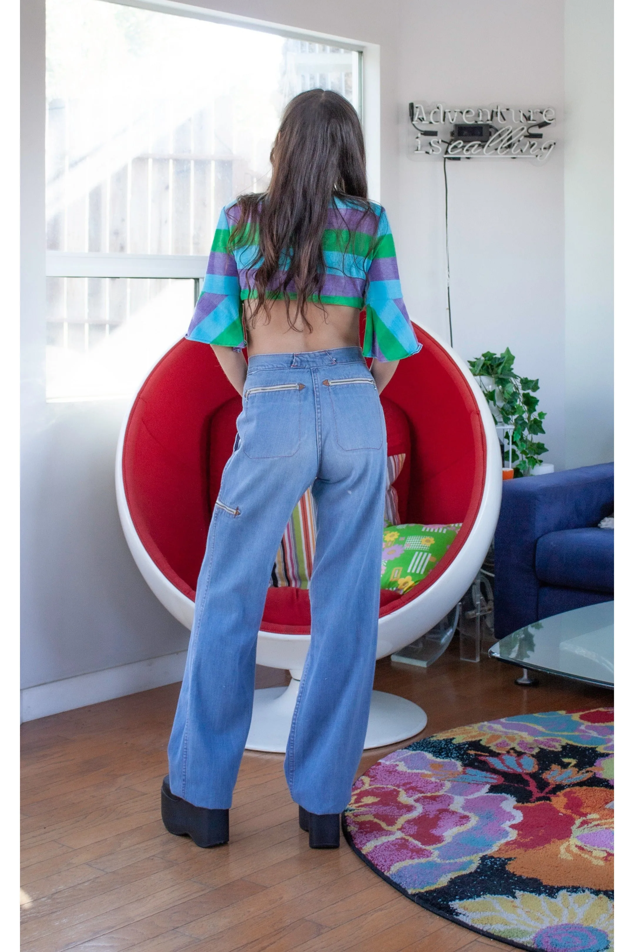 Vintage 90's High Waisted Zip Pocket Jeans w/Side Pocket - Approx Size S
