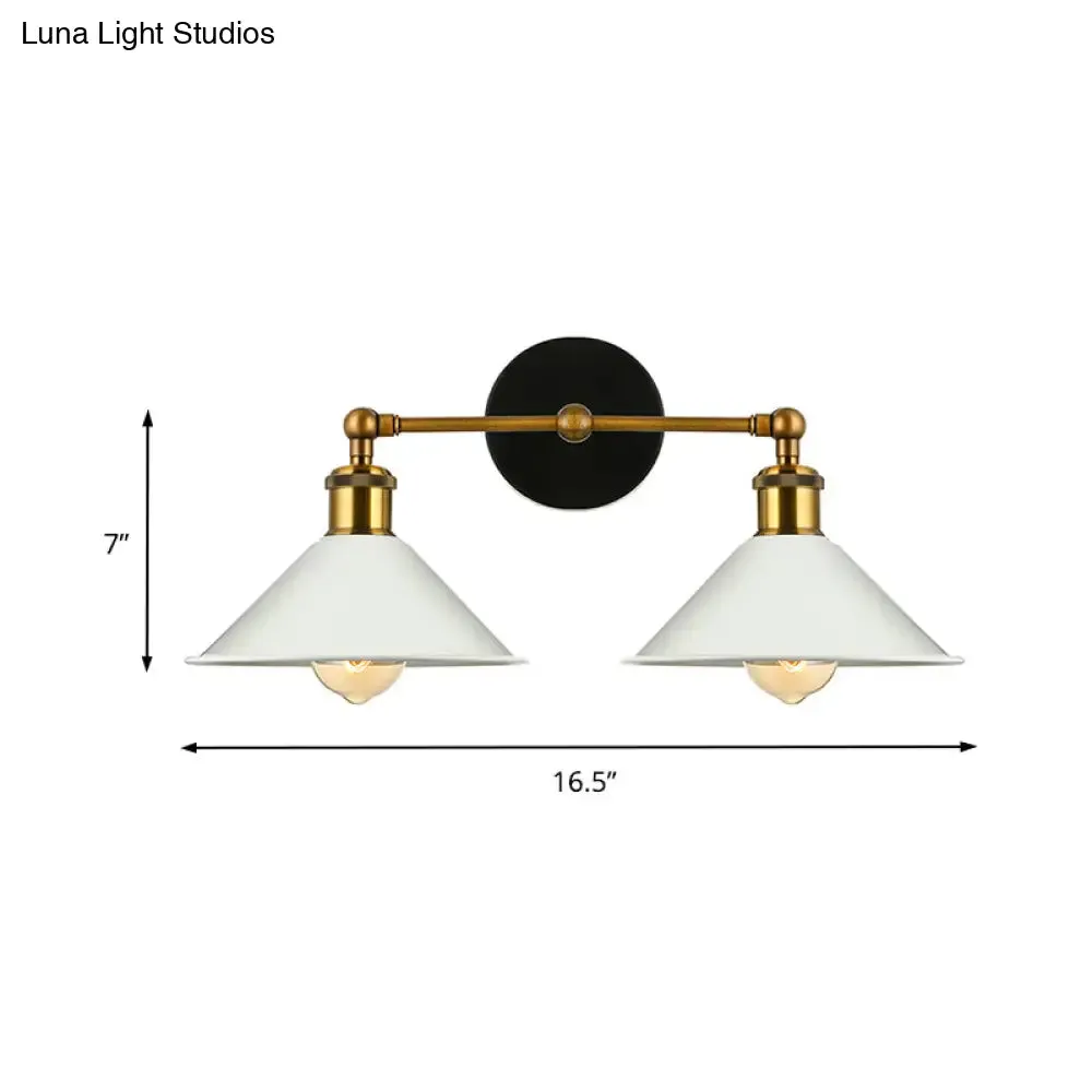 Vintage Antique Brass Cone Wall Sconce - Stylish 2-Light Wall Mount for Living Room