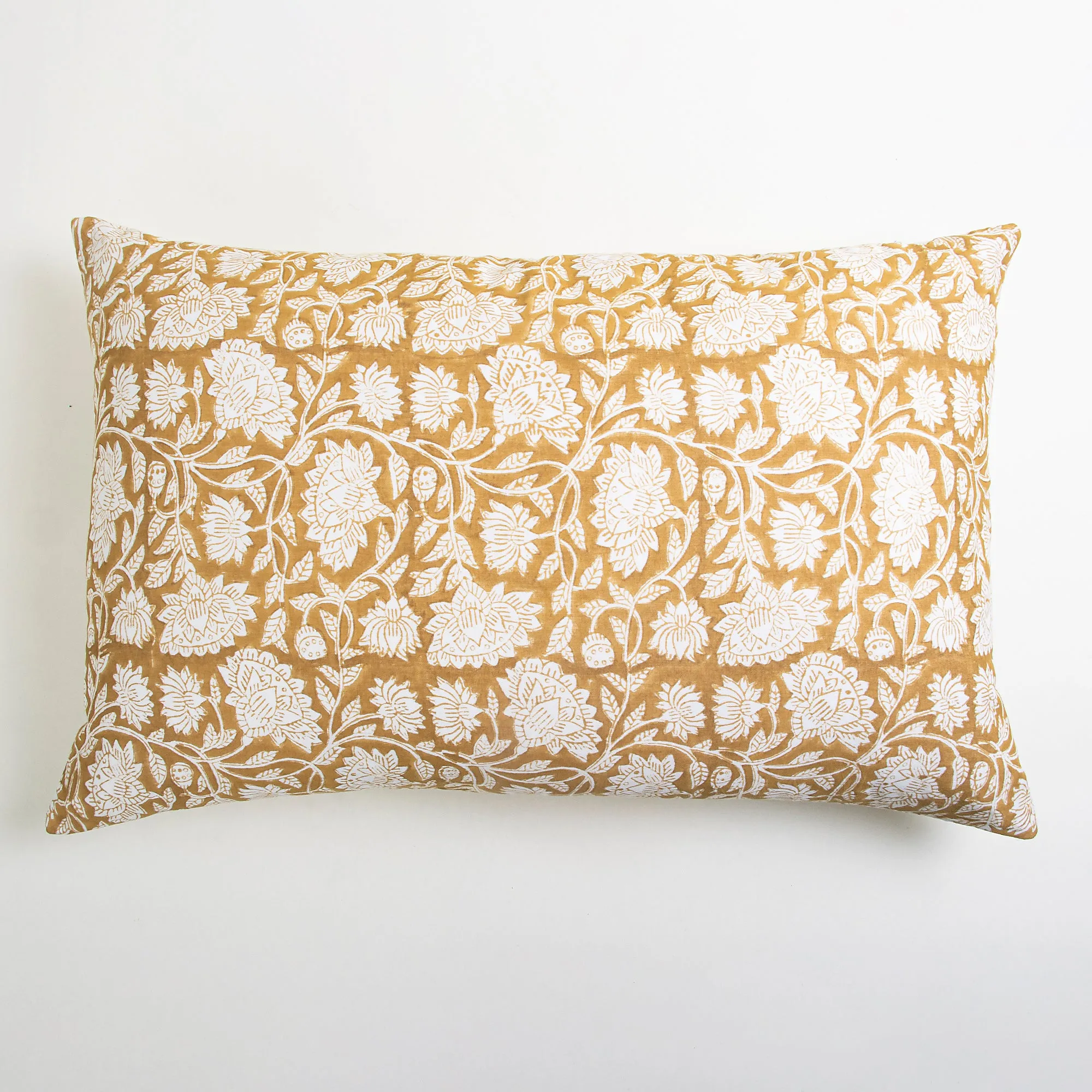 Yellow Flower Print Reversible Cotton Pillow Covers